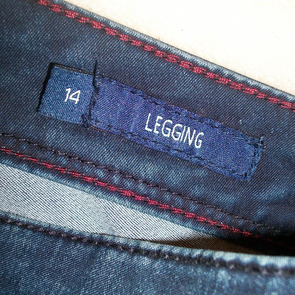 Seven7 Sz 14 Blue Demim Stretch Leggings Jeans Mid Rise 28" Inseam - Picture 10 of 12